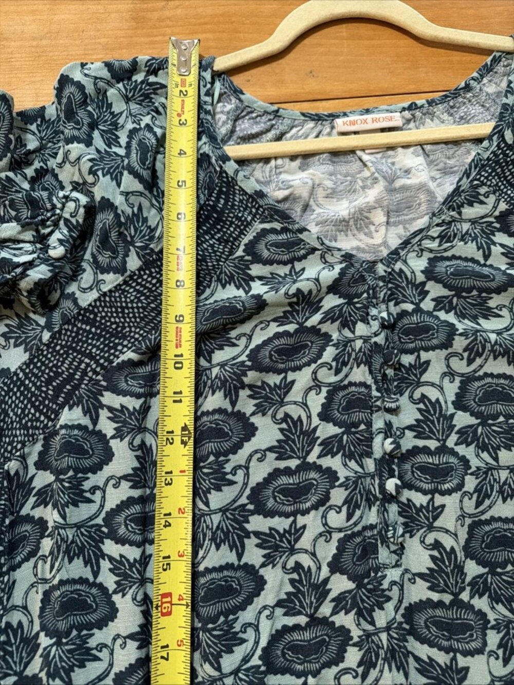 Knox Rose Dress Green Blue Floral Paisley Maxi Sz L Boho Cottagecore Flowy - Picture 8 of 10